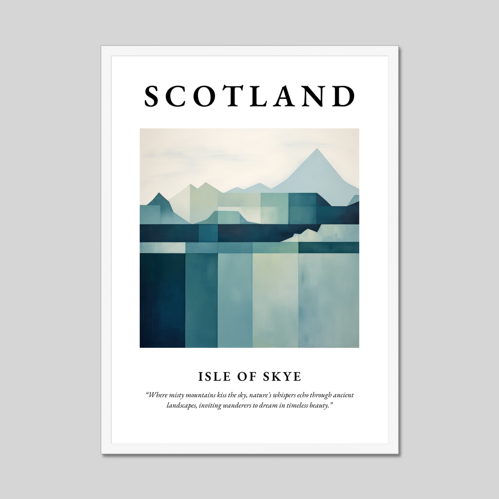 Poster in a white frame with the word Scotland