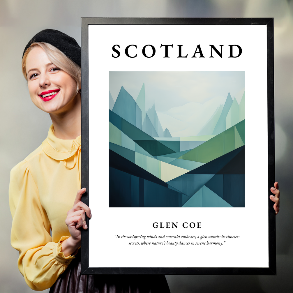 Person holding a poster of Glen Coe