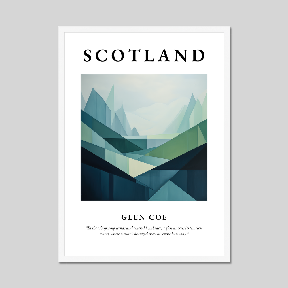 Poster in a white frame with the word Scotland