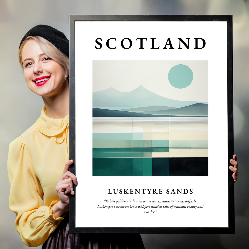 Person holding a poster of Luskentyre Sands