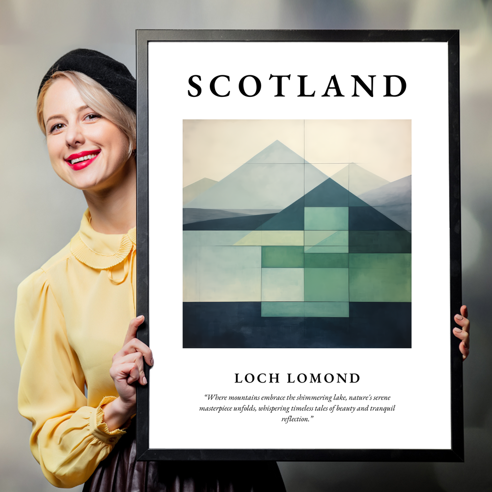 Person holding a poster of Loch Lomond