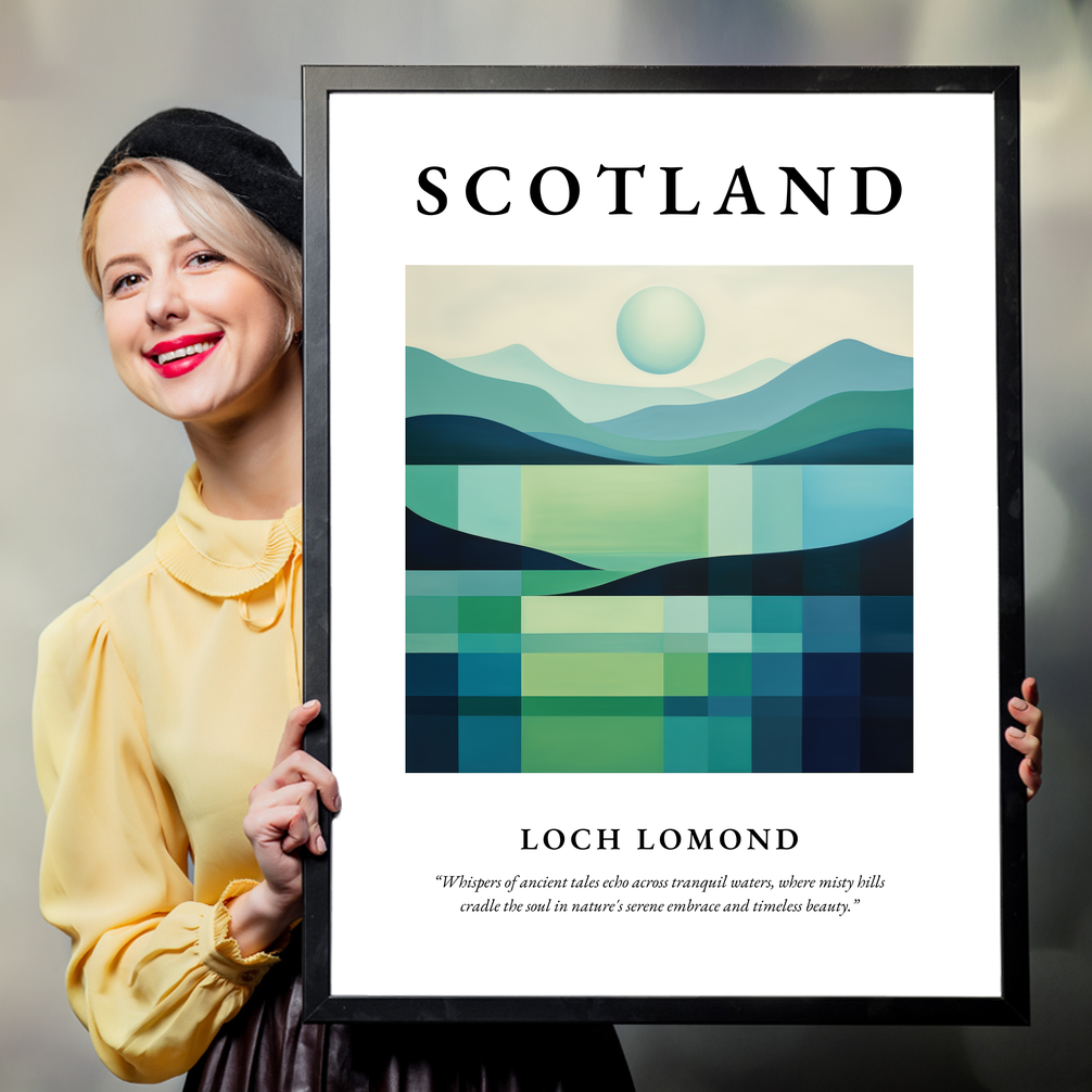 Person holding a poster of Loch Lomond