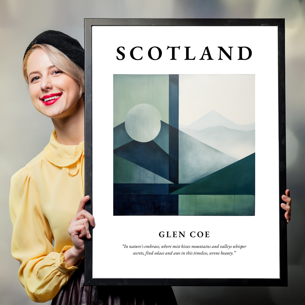 Person holding a poster of Glen Coe