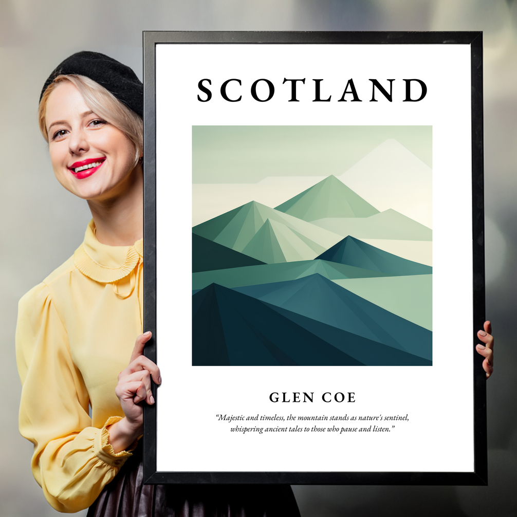 Person holding a poster of Glen Coe