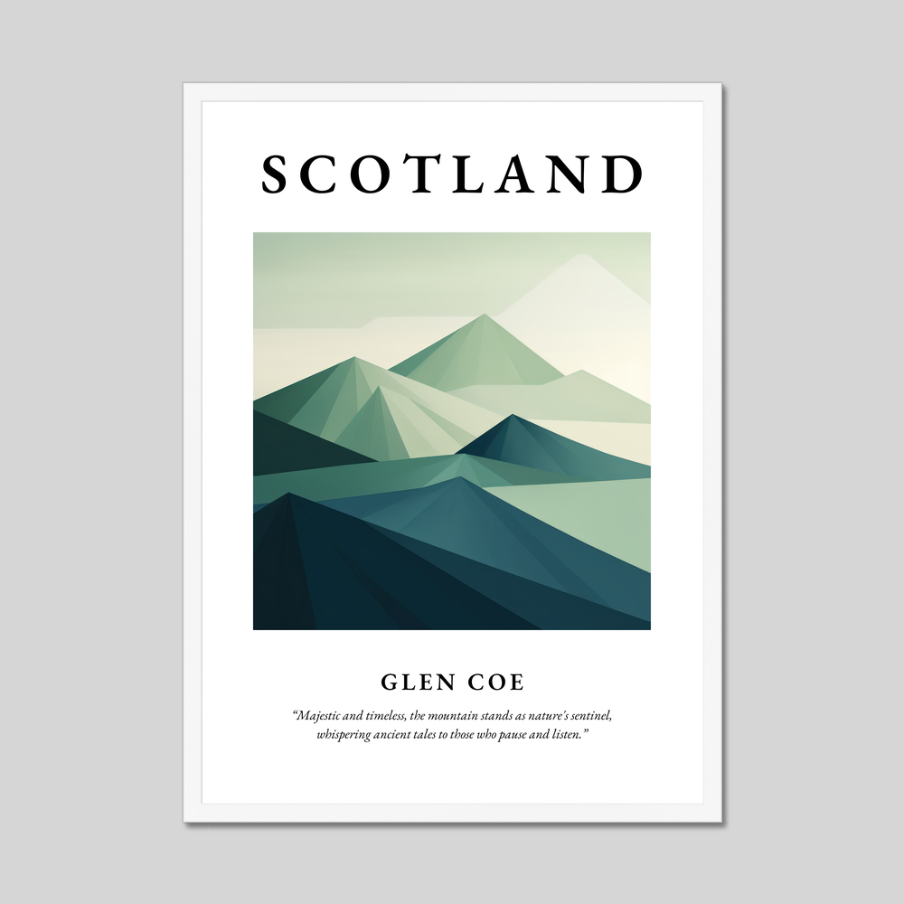 Poster in a white frame with the word Scotland