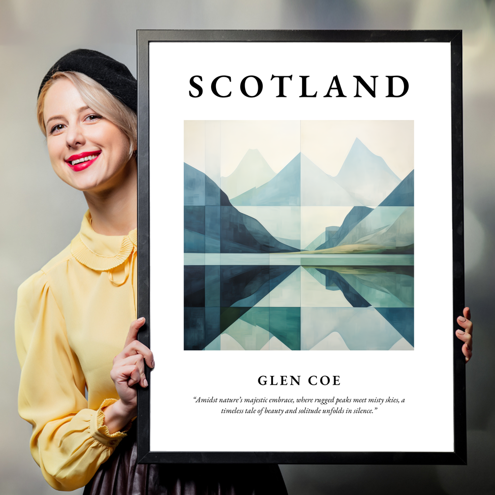 Person holding a poster of Glen Coe