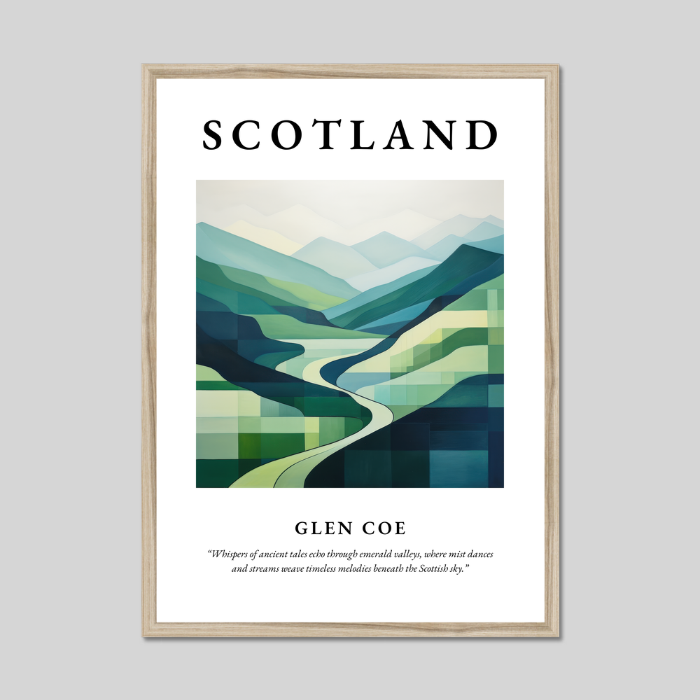 Poster in a natural frame with the word Scotland