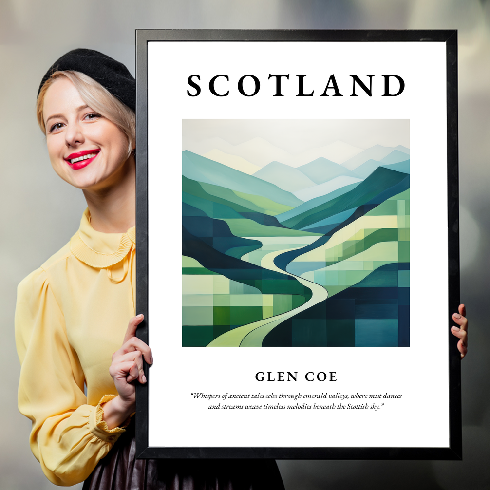 Person holding a poster of Glen Coe