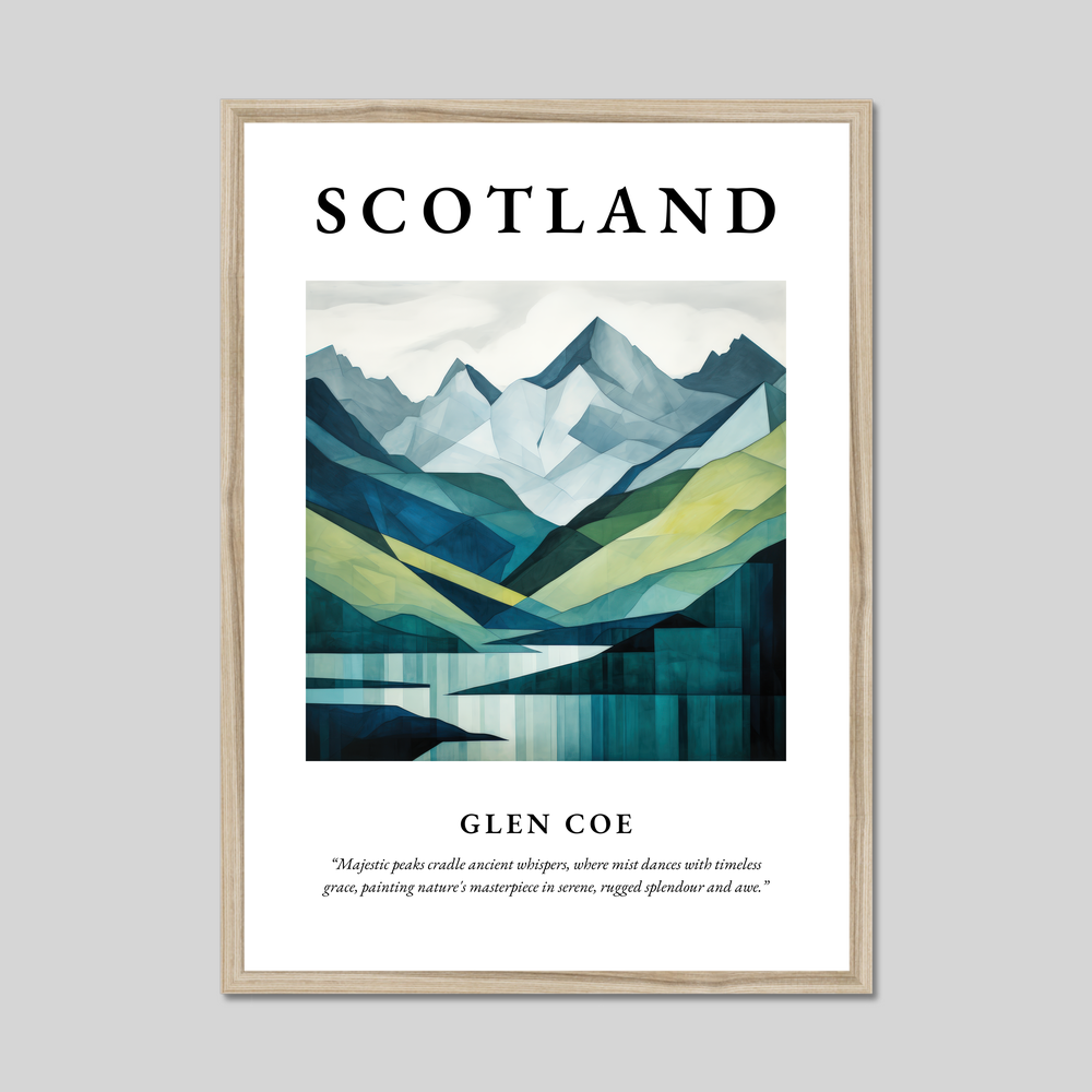 Poster in a natural frame with the word Scotland