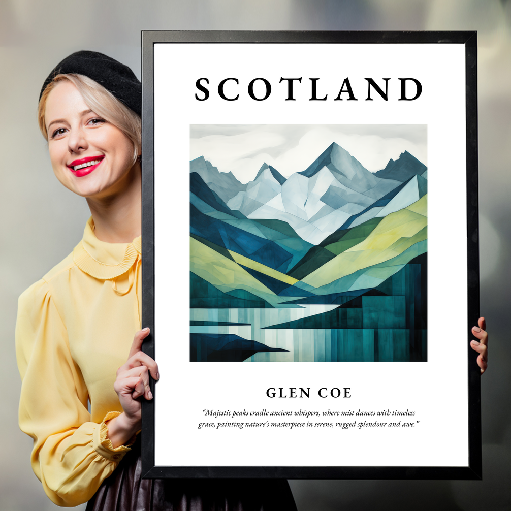 Person holding a poster of Glen Coe