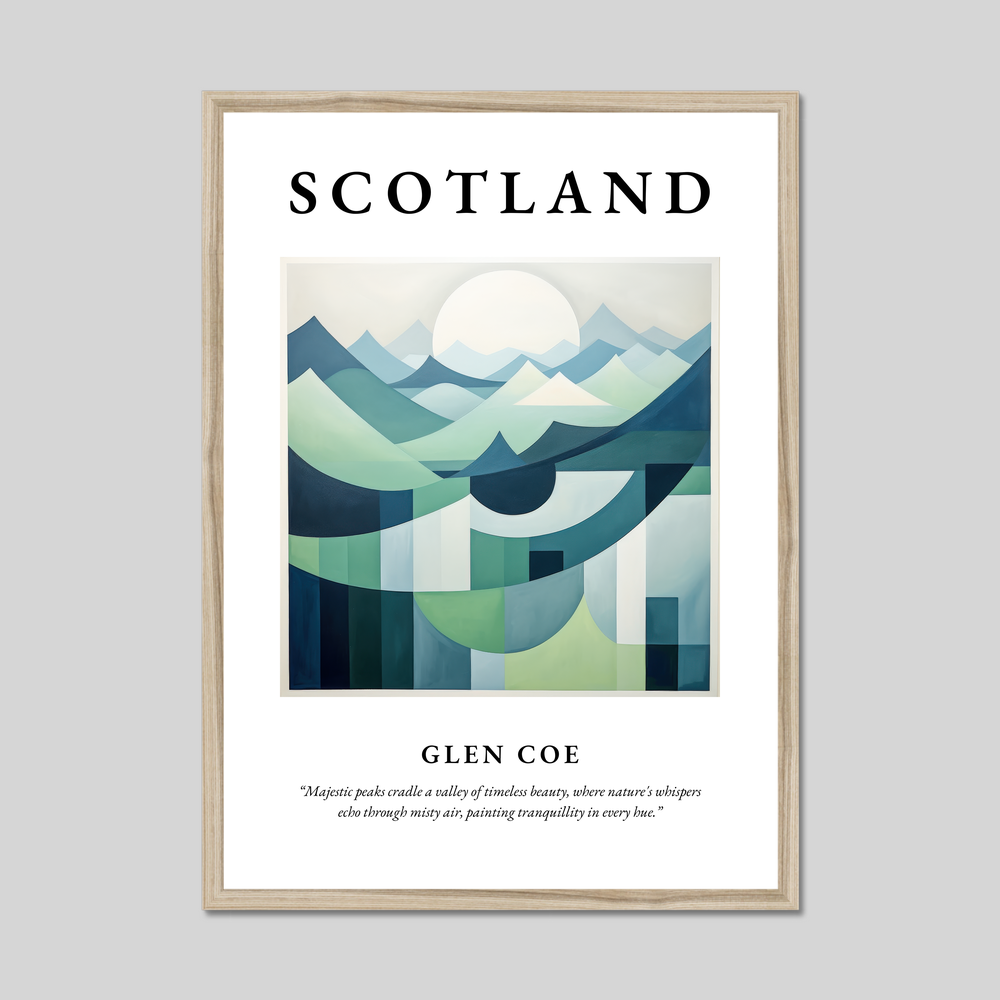 Poster in a natural frame with the word Scotland