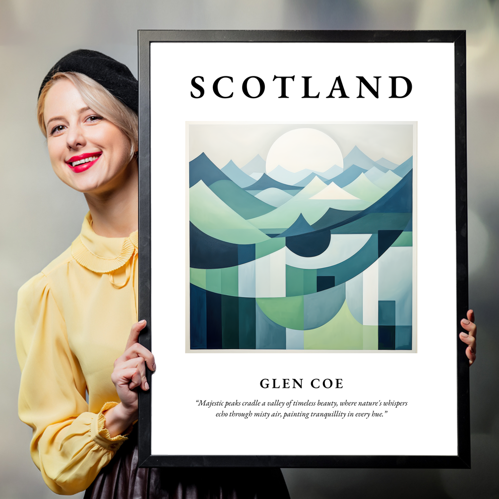 Person holding a poster of Glen Coe