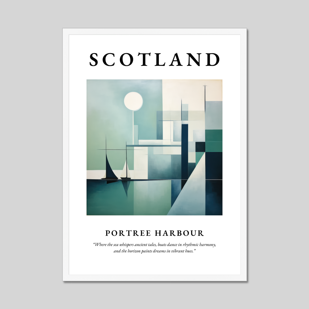 Poster in a white frame with the word Scotland