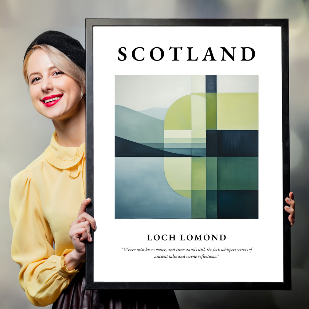 Person holding a poster of Loch Lomond