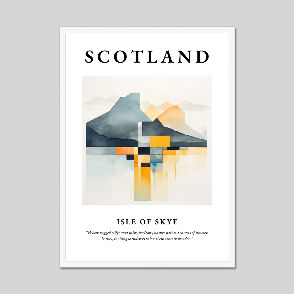 Poster in a white frame with the word Scotland