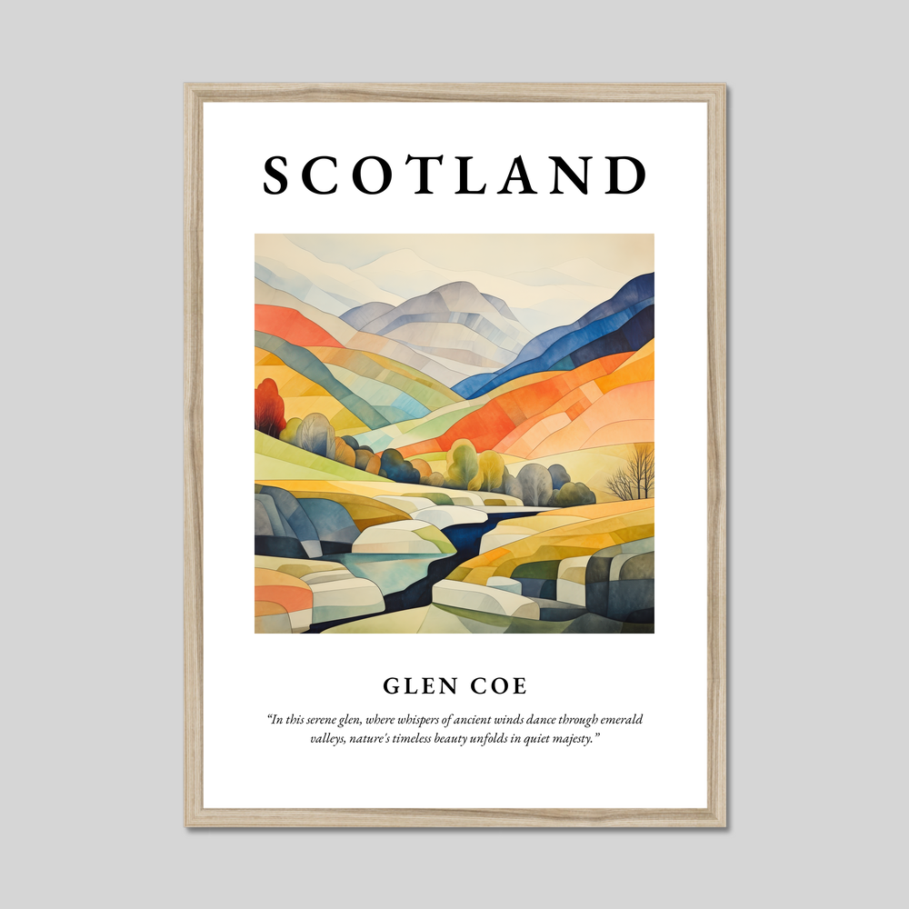 Poster in a natural frame with the word Scotland