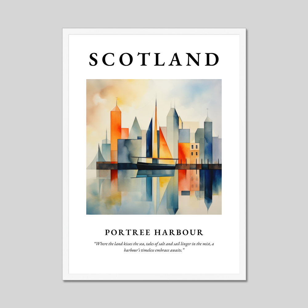 Poster in a white frame with the word Scotland