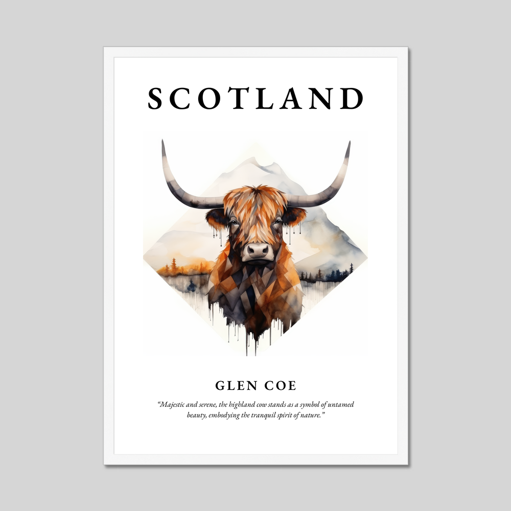 Poster in a white frame with the word Scotland