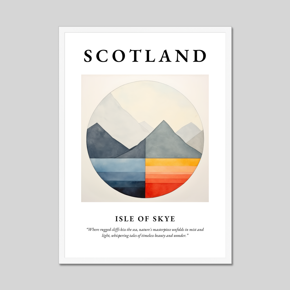 Poster in a white frame with the word Scotland