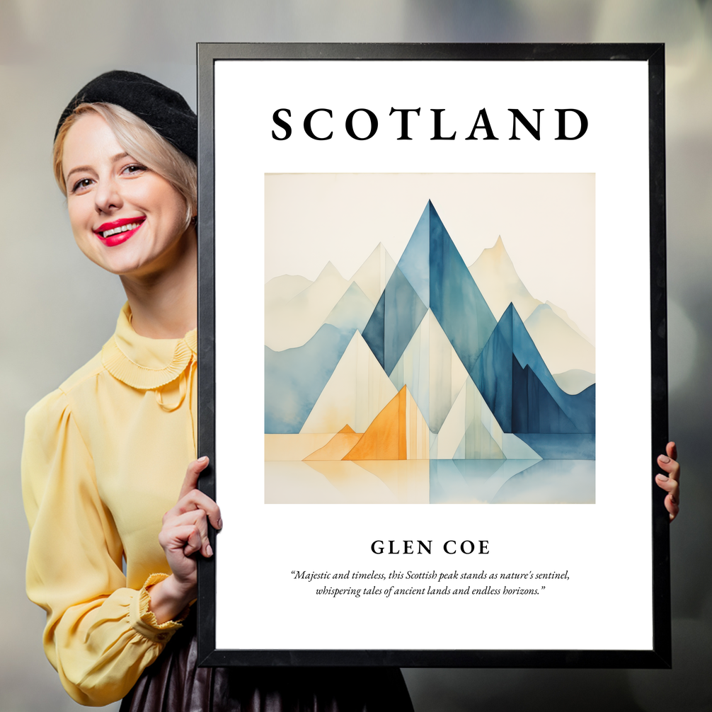 Person holding a poster of Glen Coe