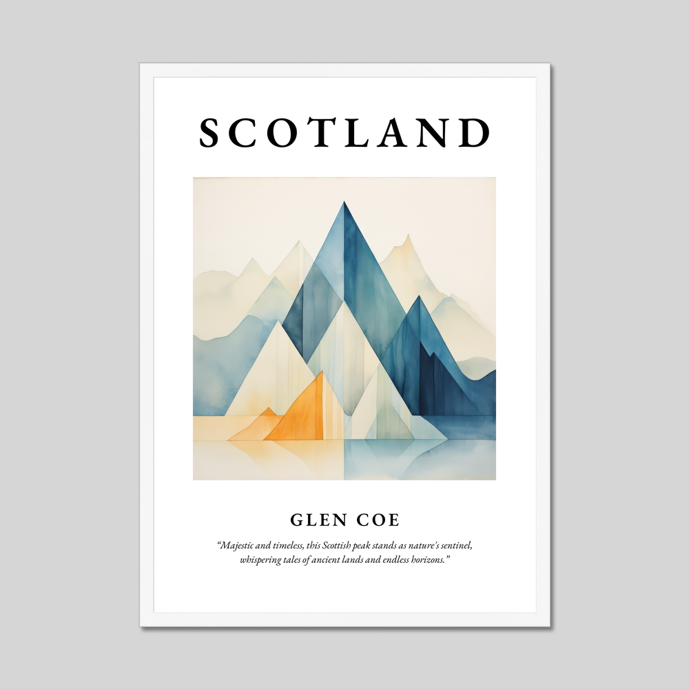 Poster in a white frame with the word Scotland