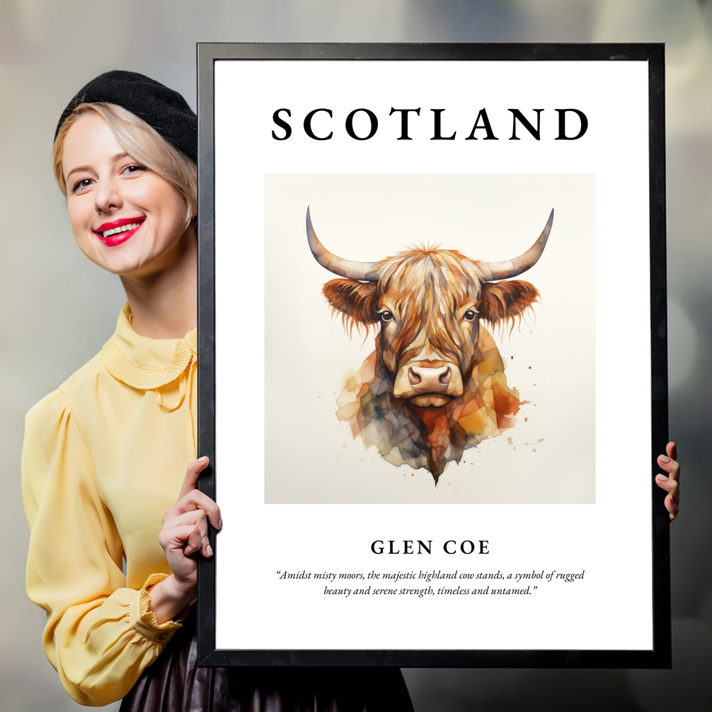 Person holding a poster of Glen Coe