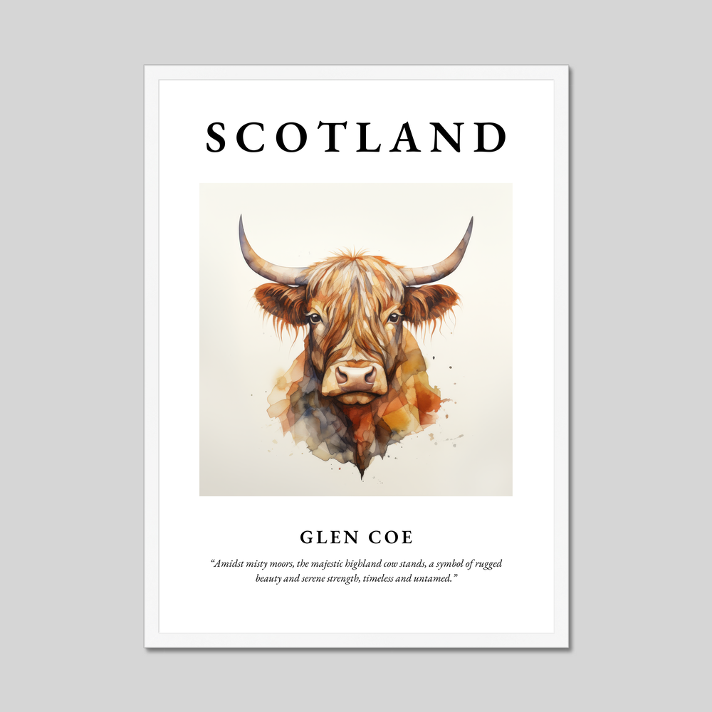 Poster in a white frame with the word Scotland