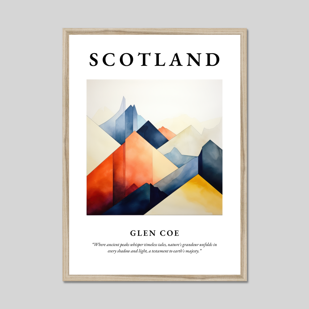 Poster in a natural frame with the word Scotland