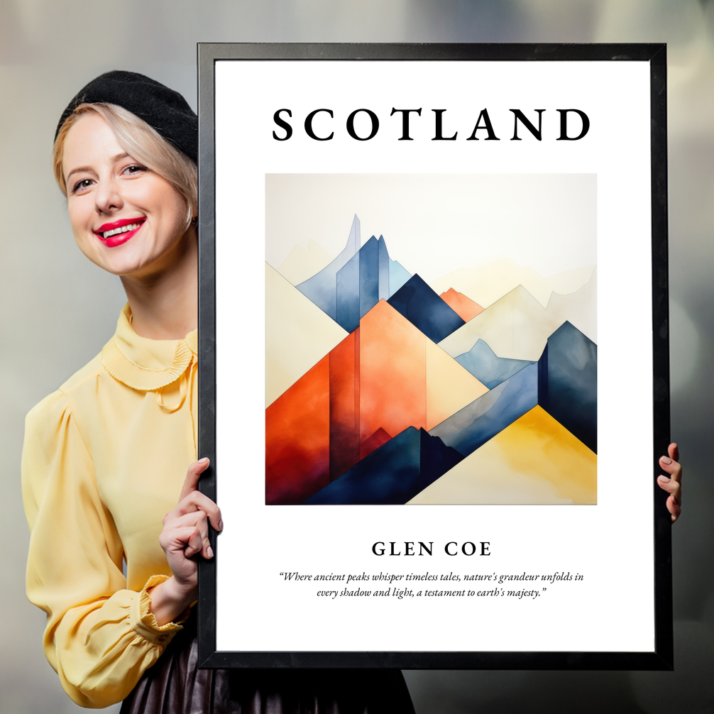 Person holding a poster of Glen Coe