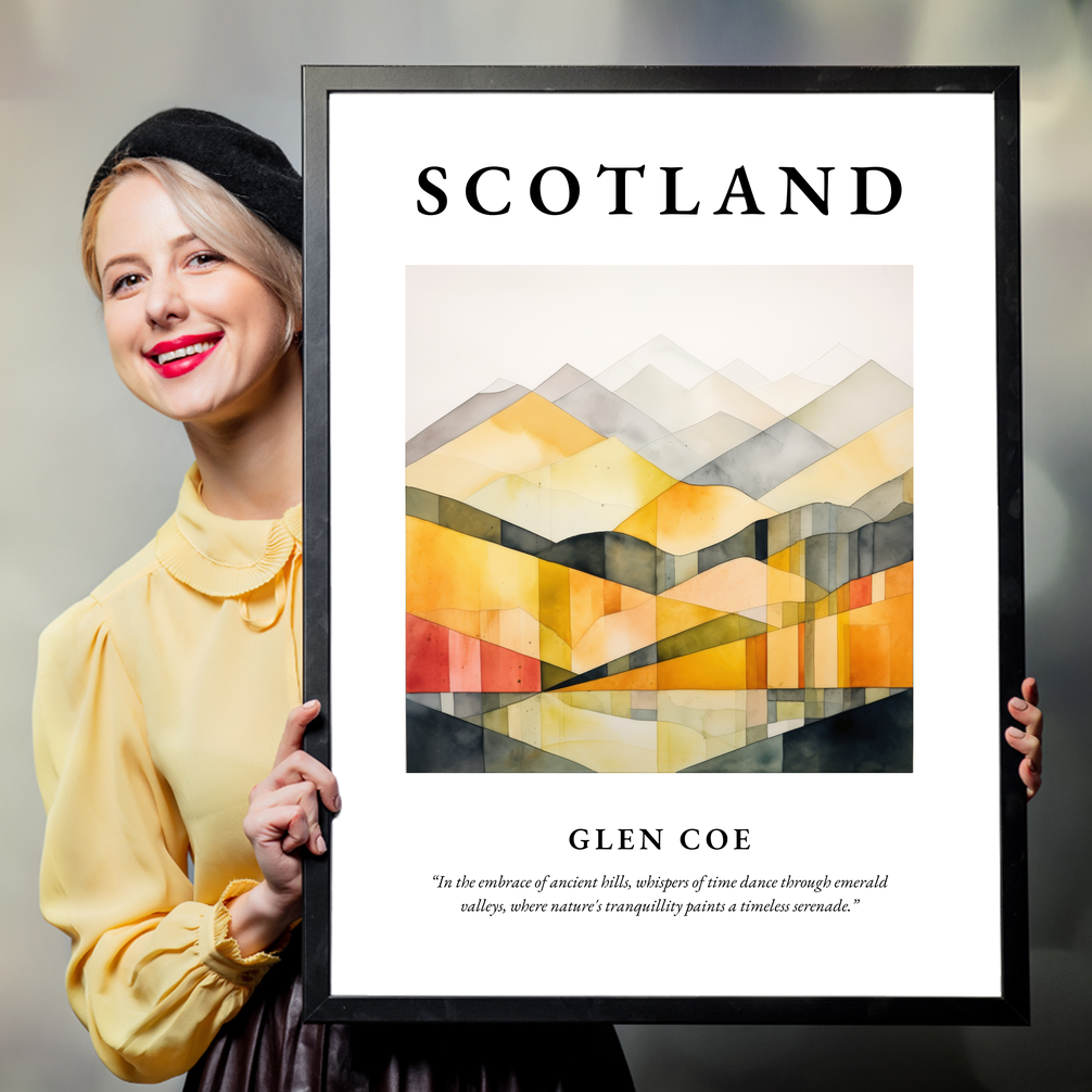 Person holding a poster of Glen Coe