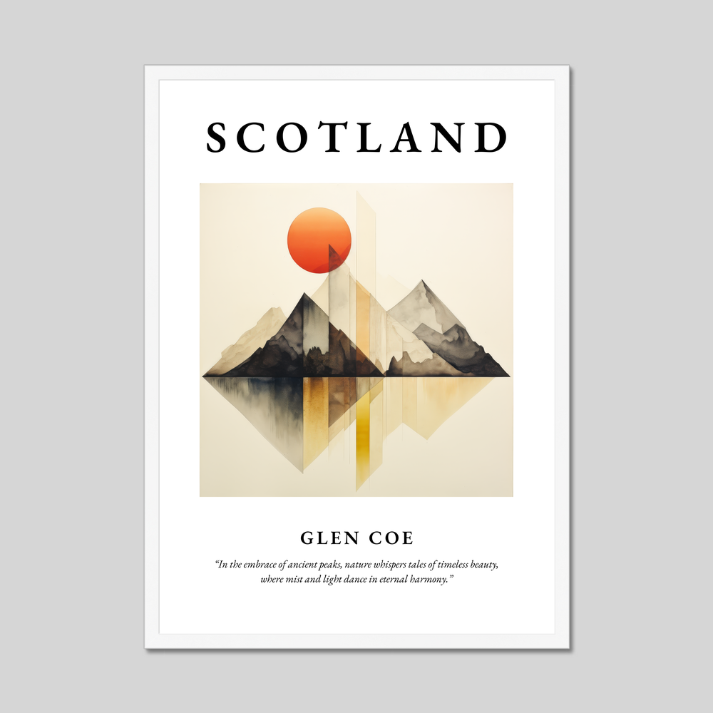 Poster in a white frame with the word Scotland