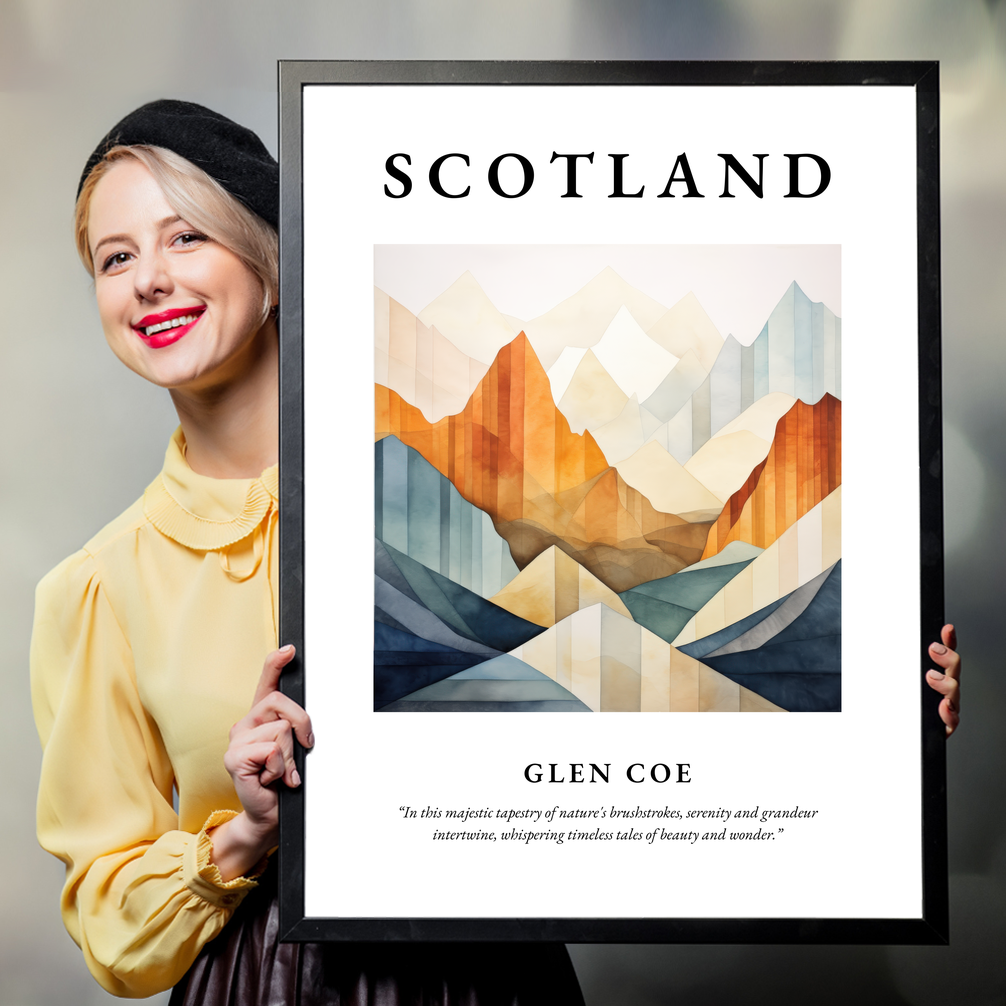 Person holding a poster of Glen Coe