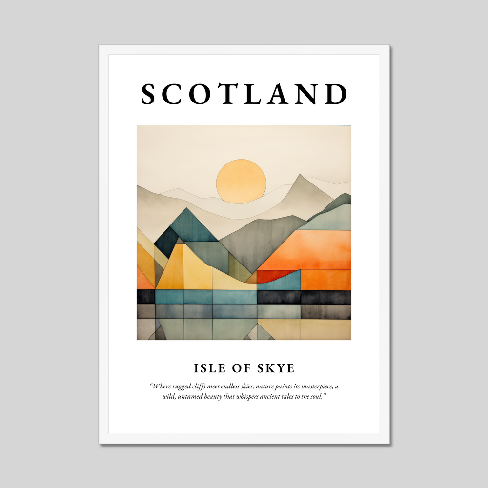 Poster in a white frame with the word Scotland