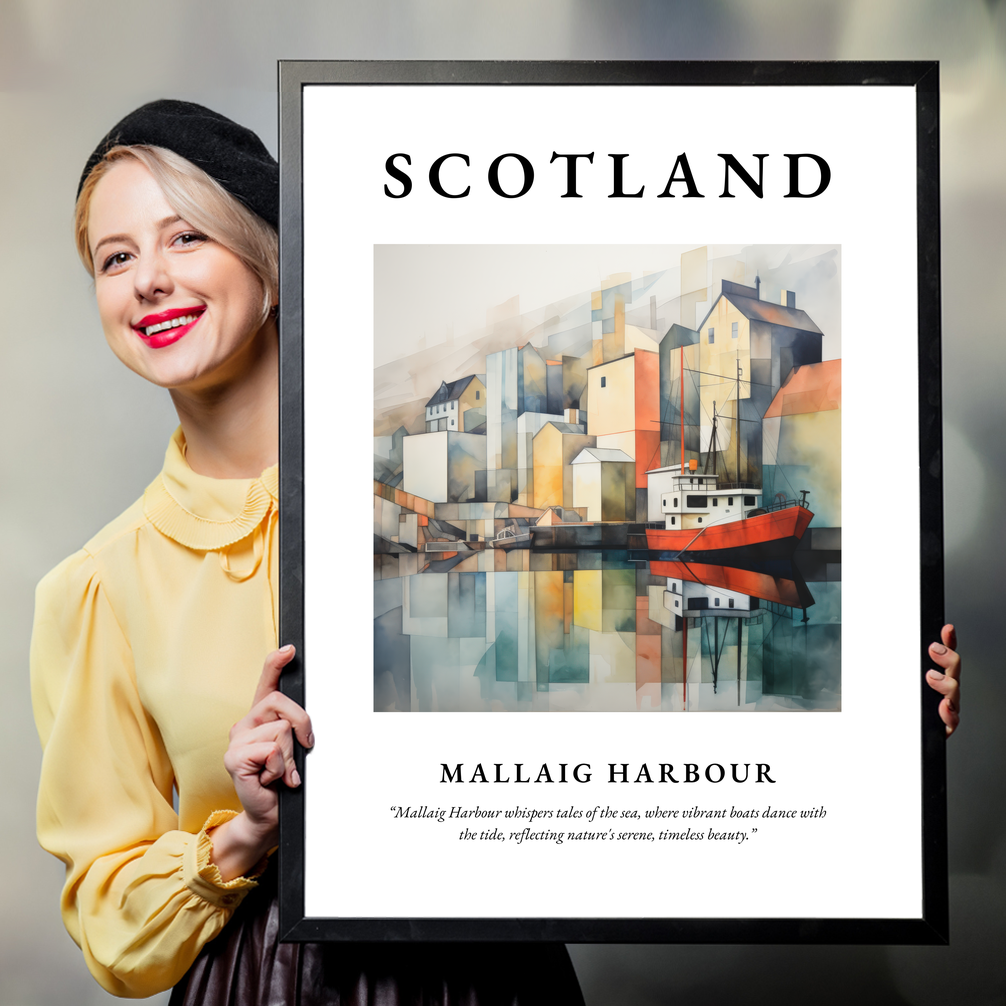 Person holding a poster of Mallaig Harbour