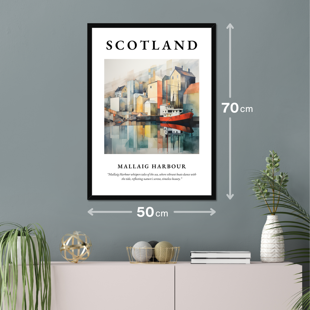 Poster of Mallaig Harbour hanging on a wall