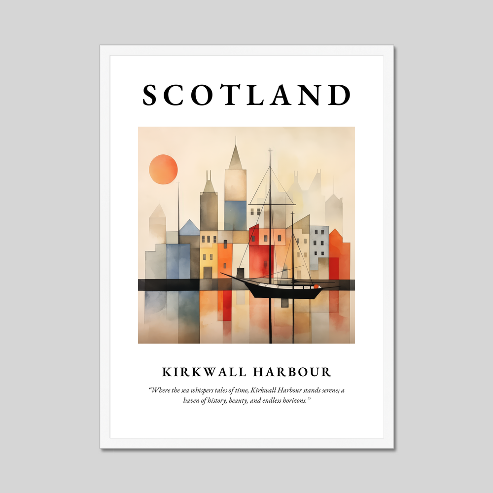 Poster in a white frame with the word Scotland