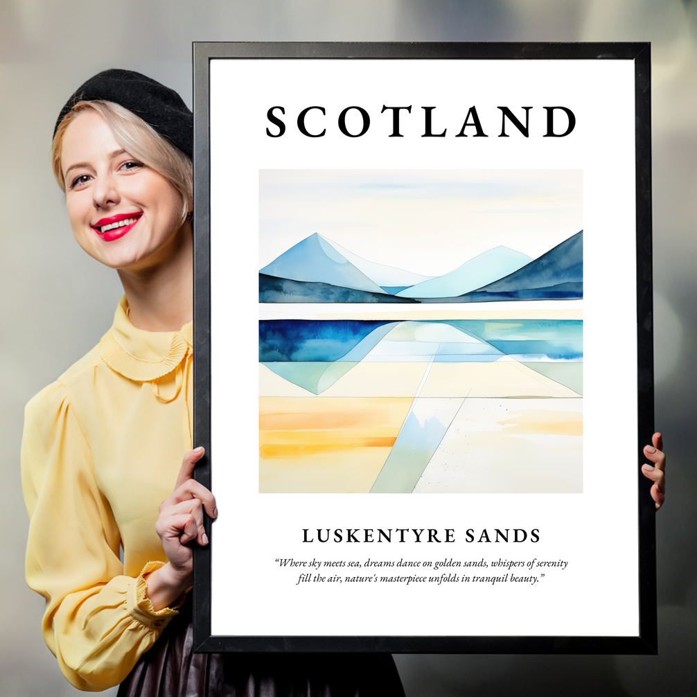 Person holding a poster of Luskentyre Sands