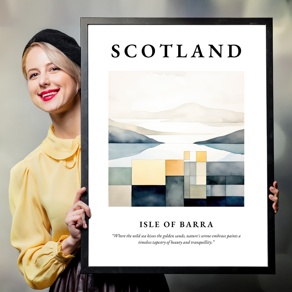 Person holding a poster of Isle of Barra