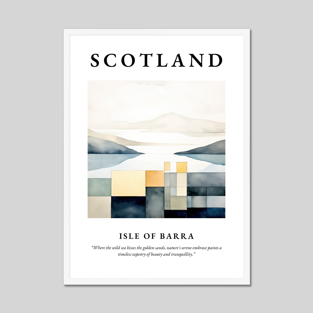 Poster in a white frame with the word Scotland