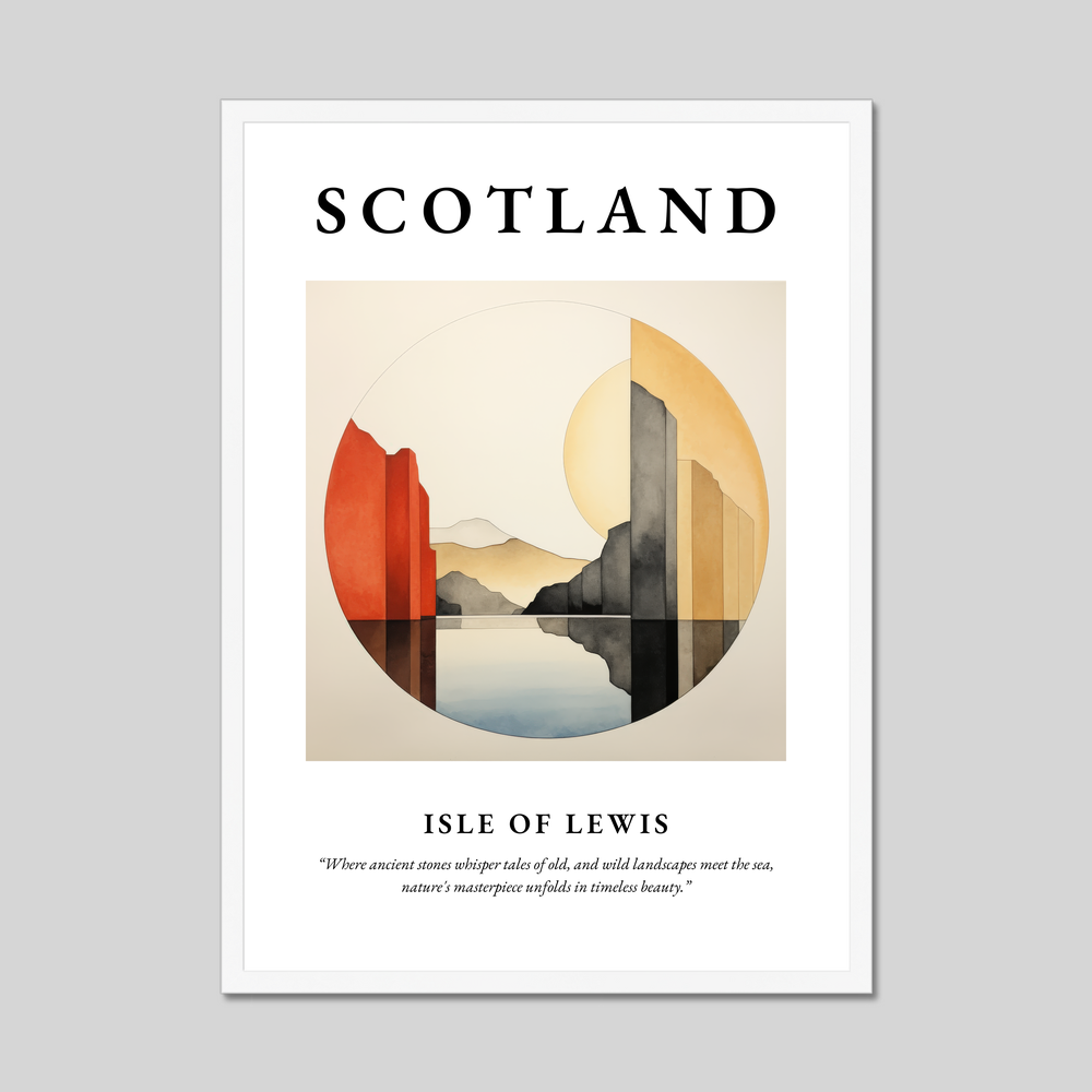 Poster in a white frame with the word Scotland