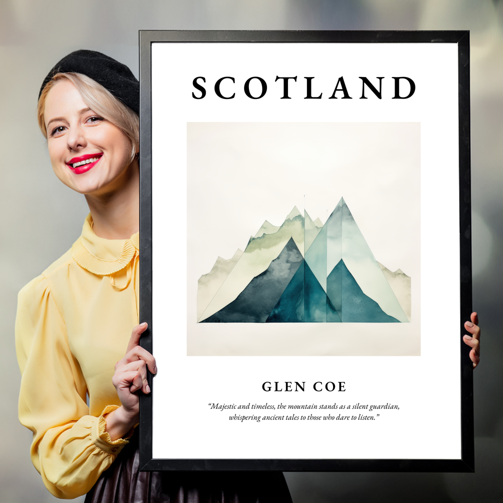 Person holding a poster of Glen Coe