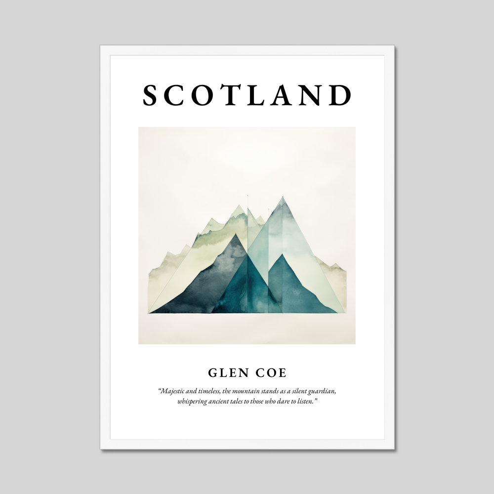 Poster in a white frame with the word Scotland