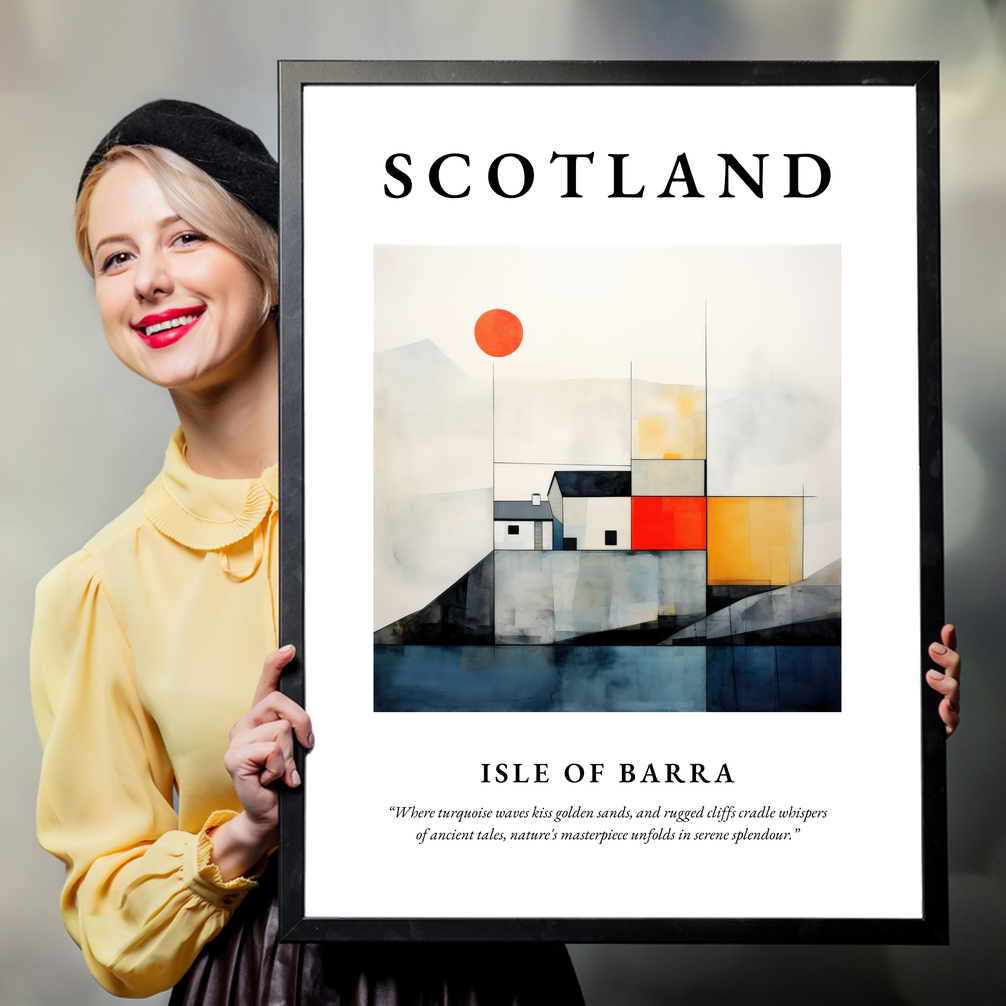 Person holding a poster of Isle of Barra