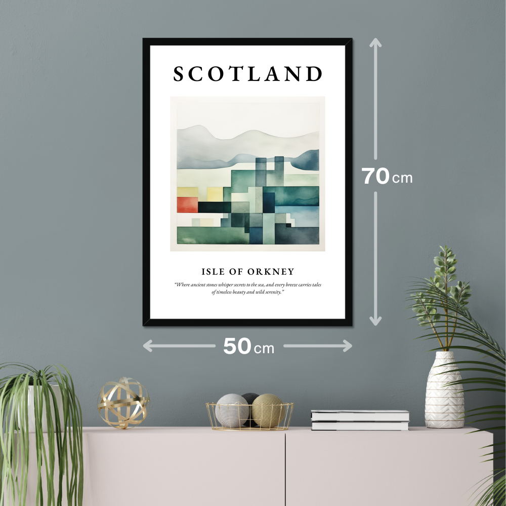 Poster of Isle of Orkney hanging on a wall