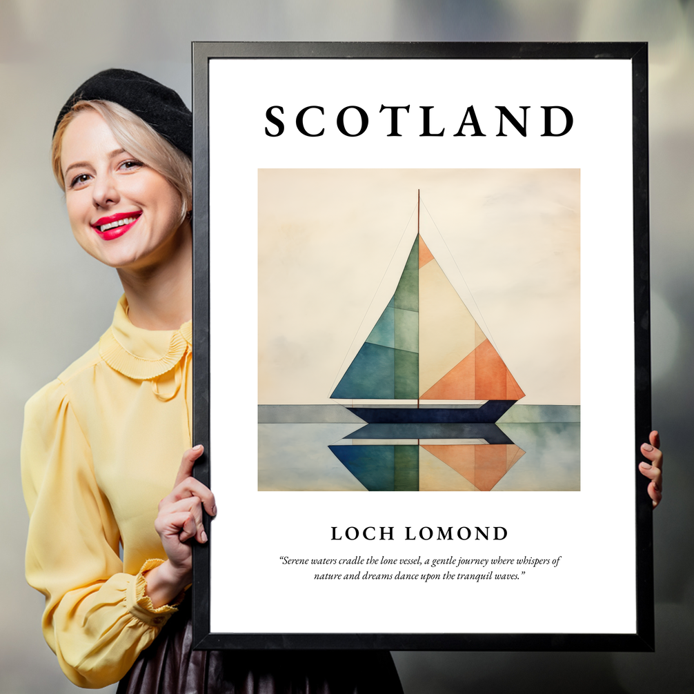 Person holding a poster of Loch Lomond