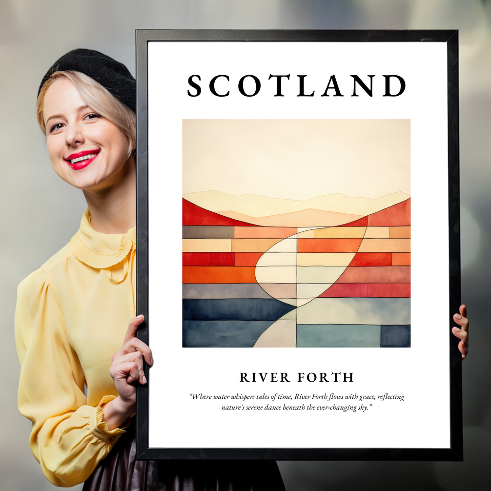 Person holding a poster of River Forth