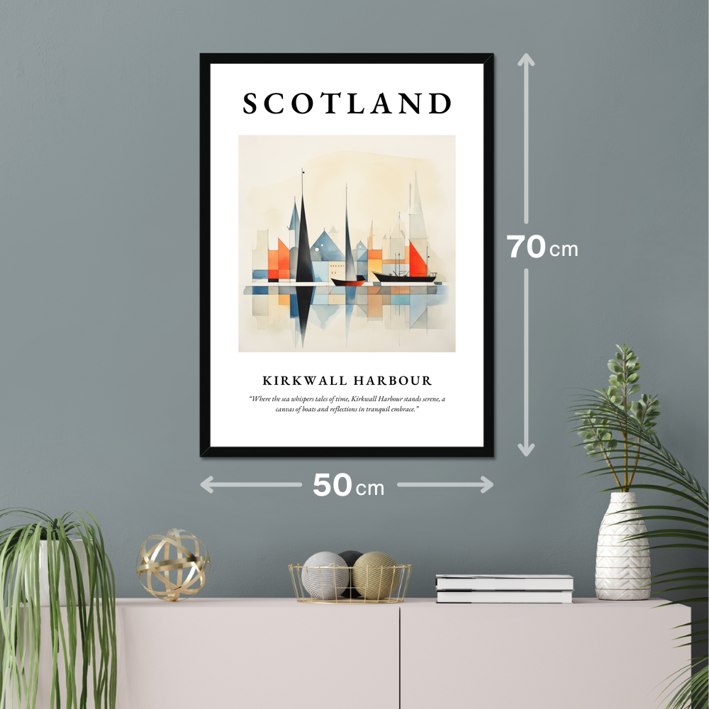 Poster of Kirkwall Harbour hanging on a wall