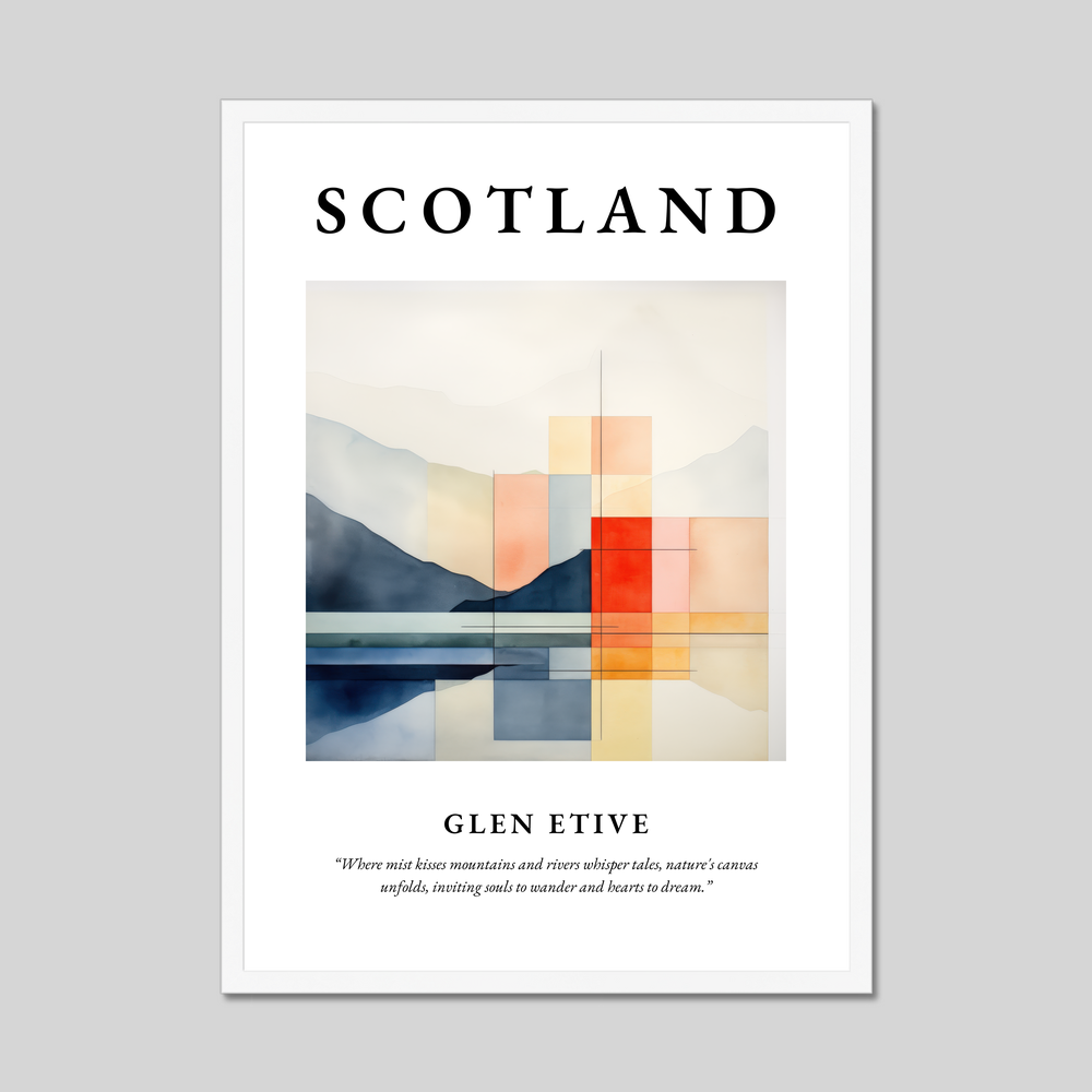 Poster in a white frame with the word Scotland