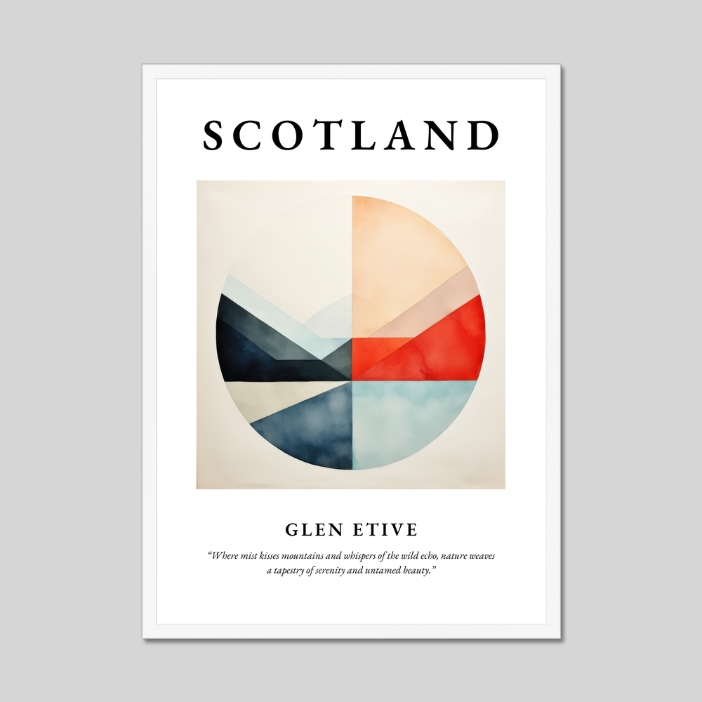 Poster in a white frame with the word Scotland