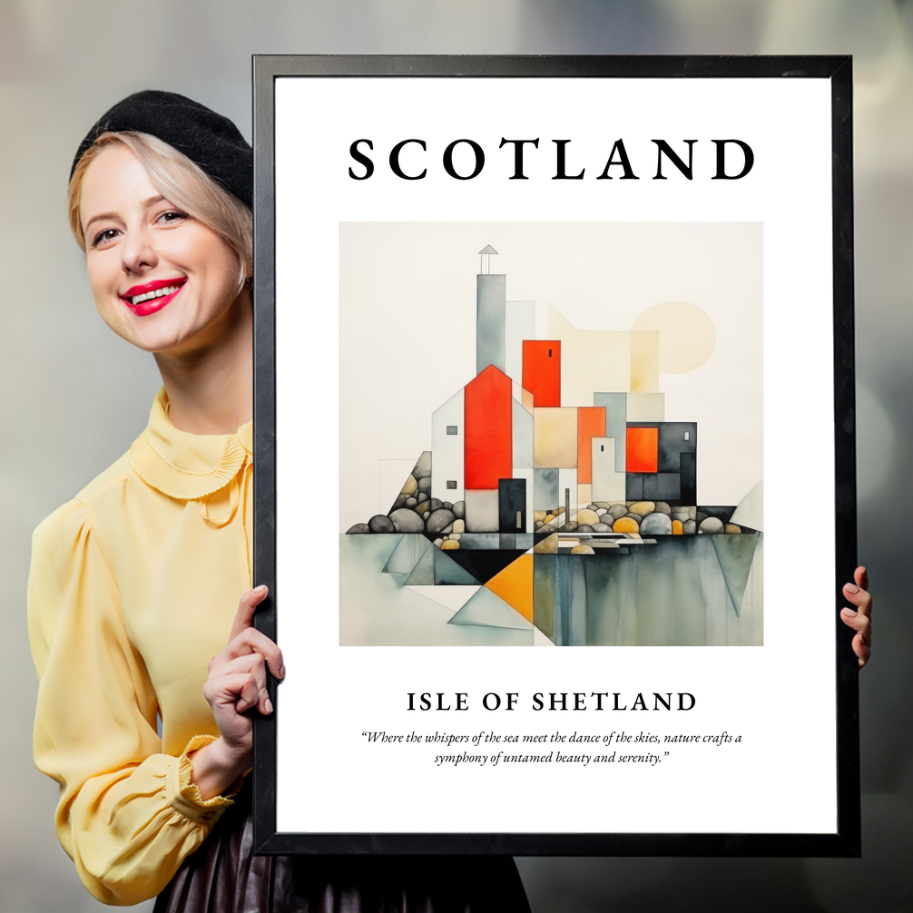 Person holding a poster of Isle of Shetland